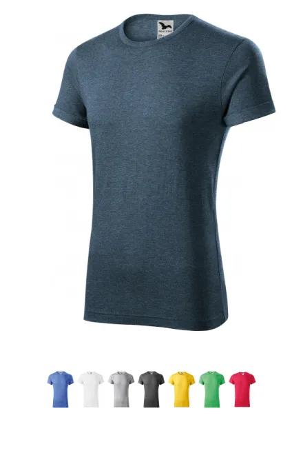 T-shirt homme à manches retroussées, marbre denim foncé