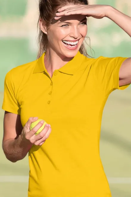 Polo coupe slim pour femme, jaune