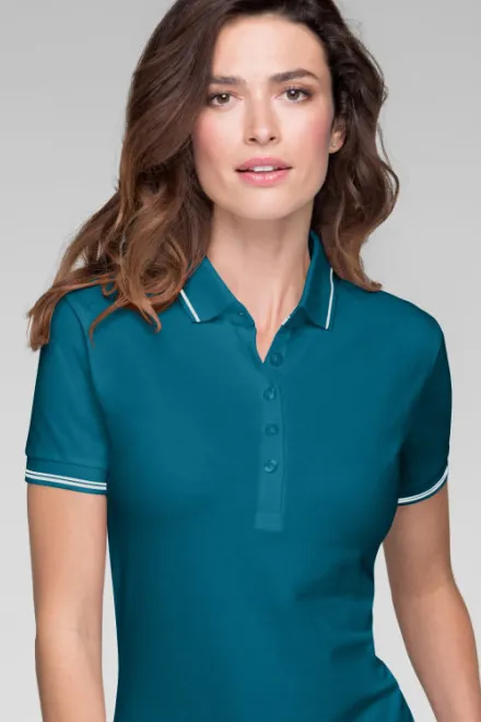 Polo femme à manches courtes, petrol blue