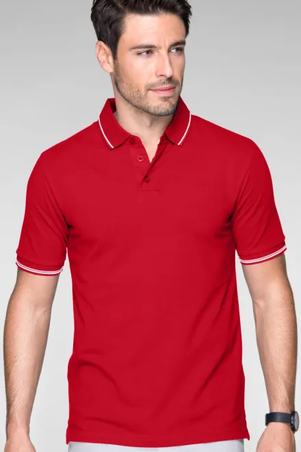Polo homme contrasté, formula red