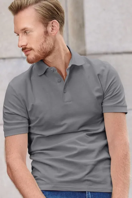 Polo homme en coton bio, argent clair