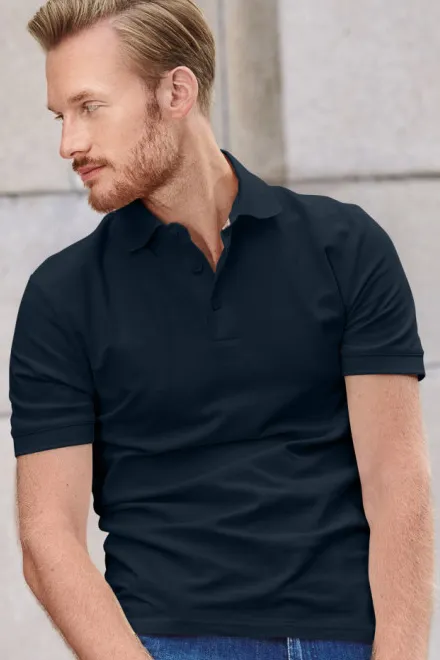 Polo homme en coton bio, bleu foncé