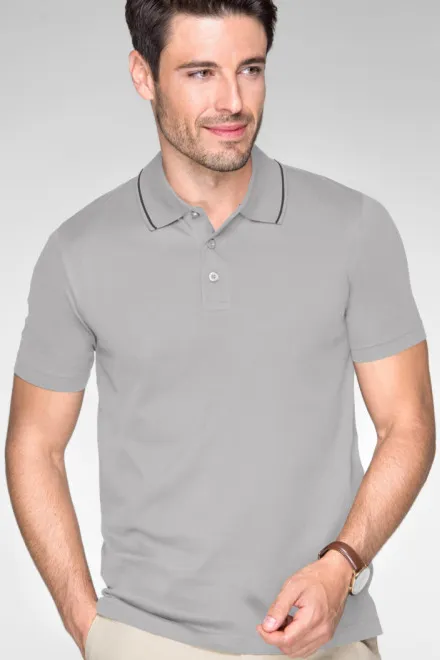 Polo homme mercerisé élégant, Gris argent