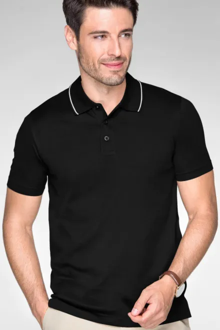 Polo homme mercerisé élégant, noir