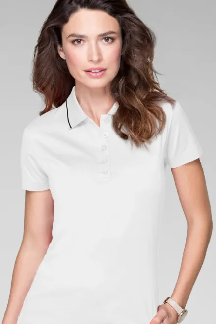 Polo mercerisé élégant pour femme, blanche