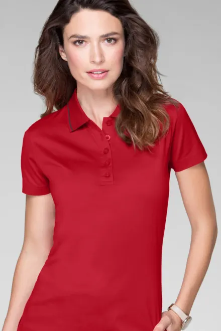 Polo mercerisé élégant pour femme, formula red
