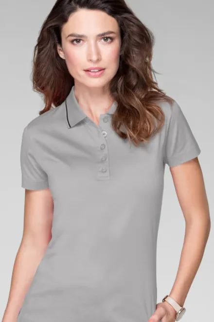 Polo mercerisé élégant pour femme, Gris argent