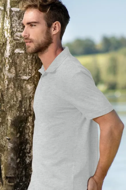Polo simple homme, marbre gris clair