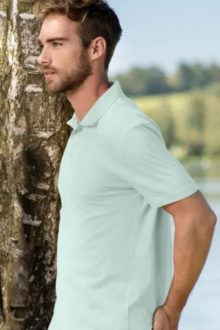 Polo simple homme, vert glace