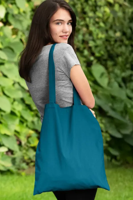 Sac shopping en coton, petrol blue