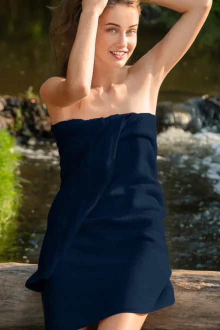 Serviette en coton bio, bleu foncé Serviette en coton bio, bleu foncé