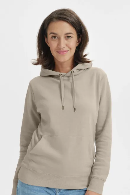 Sweat femme à capuche sans zip, gris glacé