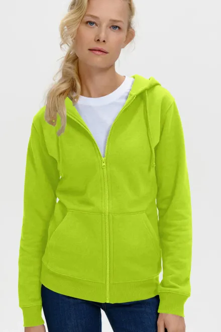 Sweat femme à capuche, vert citron
