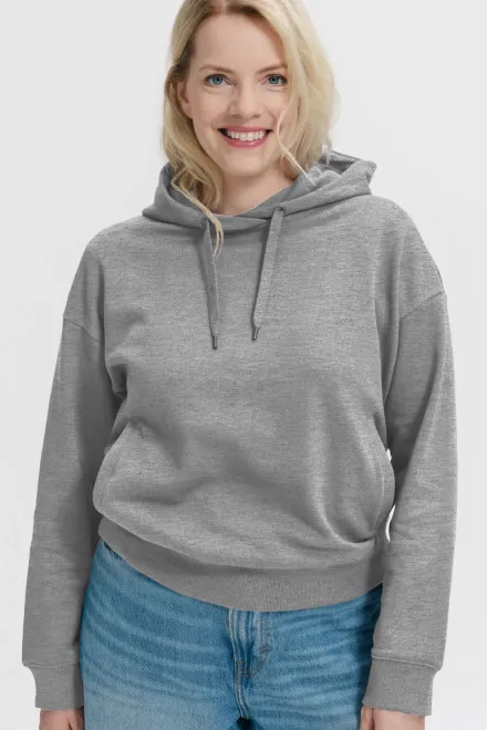 Sweat femme confortable à capuche, marbre gris foncé