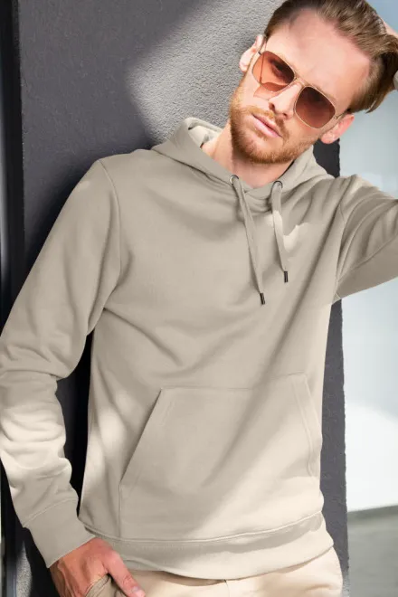Sweat homme à capuche sans zip, gris glacé