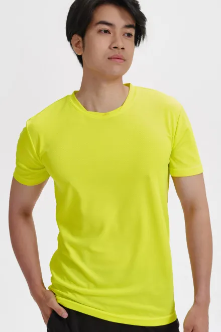 T-shirt à encolure asymétrique, jaune fluo