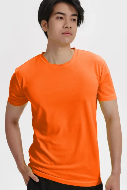 T-shirt à encolure asymétrique, orange fluo