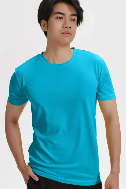 T-shirt à encolure asymétrique, turquoise