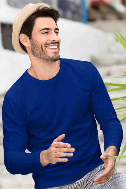 T-shirt à manches longues pour hommes, bleu royal