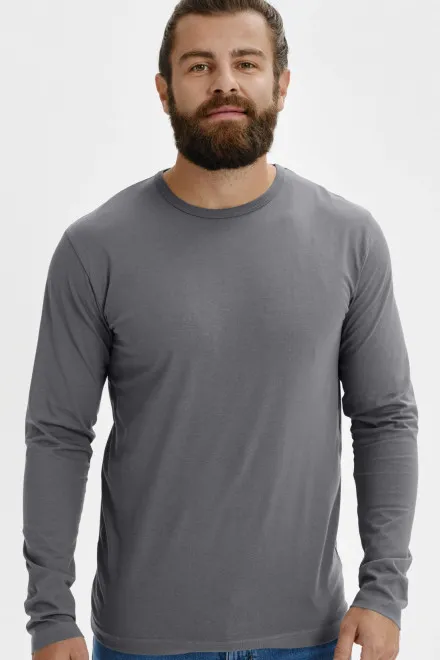 T-shirt à manches longues pour hommes, gris acier