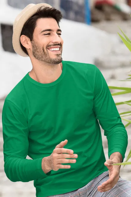 T-shirt à manches longues pour hommes, herbe verte