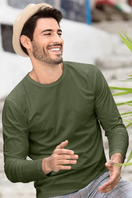 T-shirt à manches longues pour hommes, khaki