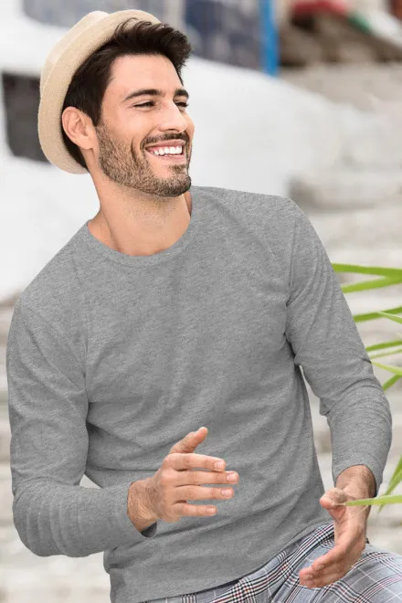 T-shirt à manches longues pour hommes, marbre gris foncé