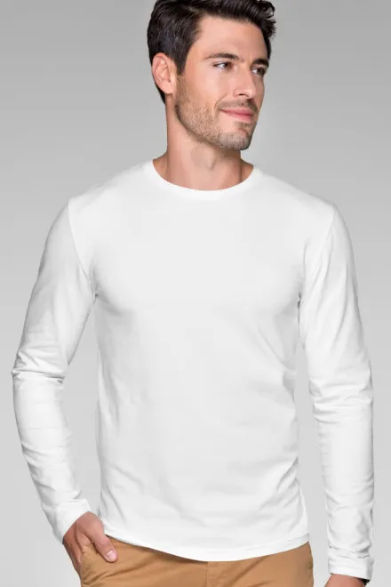 T-shirt ajusté à manches longues pour hommes, blanche