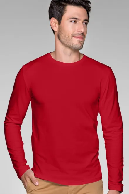 T-shirt ajusté à manches longues pour hommes, formula red
