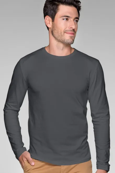 T-shirt ajusté à manches longues pour hommes, gris clair