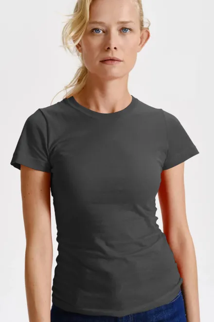 T-shirt classique pour femme, gris ébène