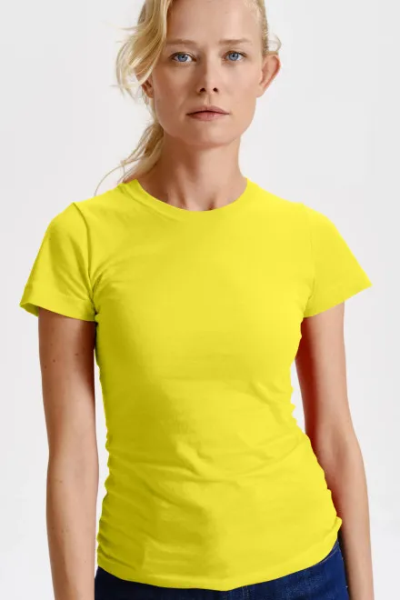 T-shirt classique pour femme, jaune citron