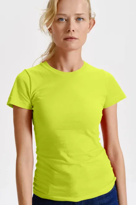 T-shirt classique pour femme, vert citron