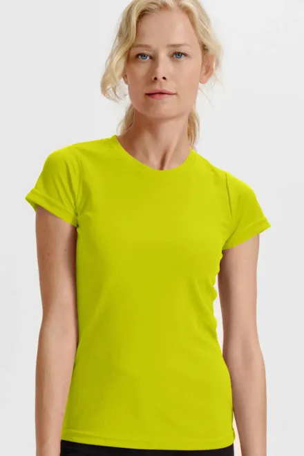 T-shirt de sport femme, jaune fluo