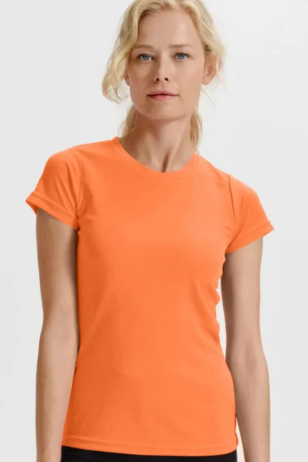 T-shirt de sport femme, néon mandarin