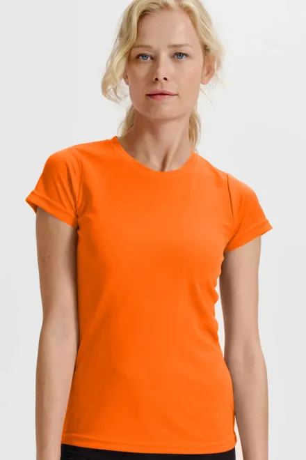 T-shirt de sport femme, orange fluo