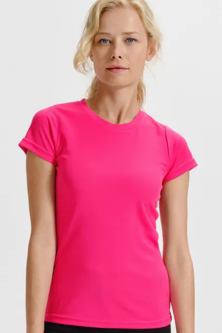 T-shirt de sport femme, rose néon