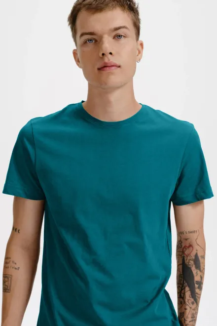 T-shirt homme en coton bio, petrol blue
