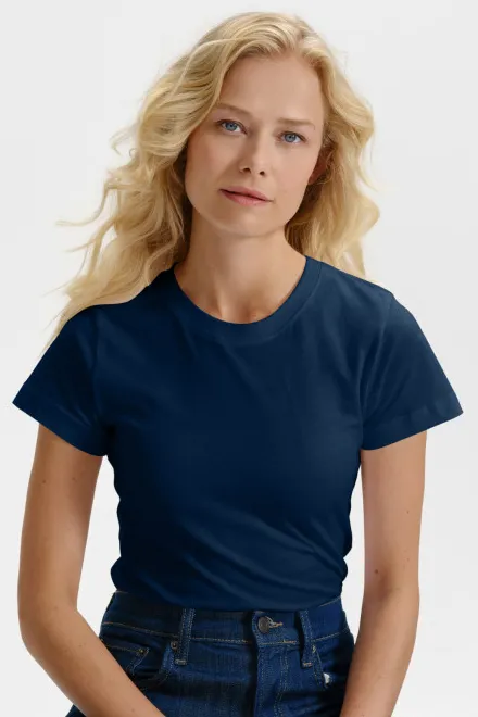 T-shirt simple femme, bleu foncé