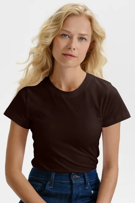 T-shirt simple femme, café