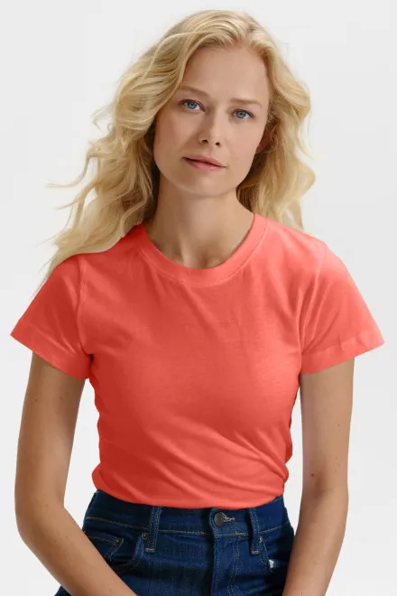 T-shirt simple femme, corail