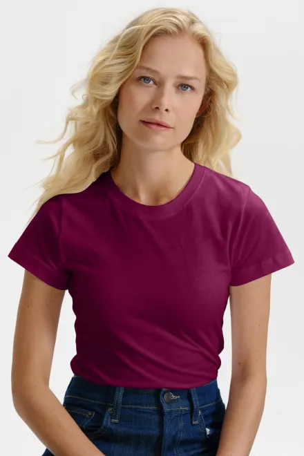 T-shirt simple femme, fuchsia