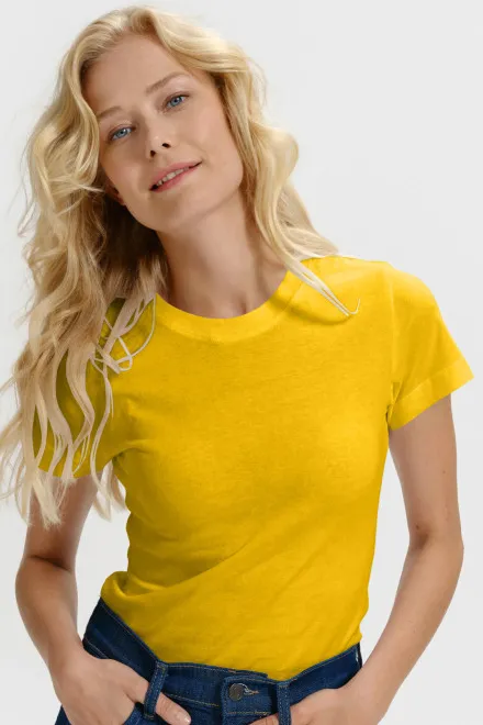 T-shirt simple femme, jaune