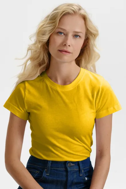 T-shirt simple femme, jaune