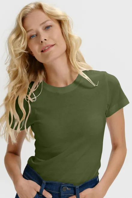 T-shirt simple femme, khaki