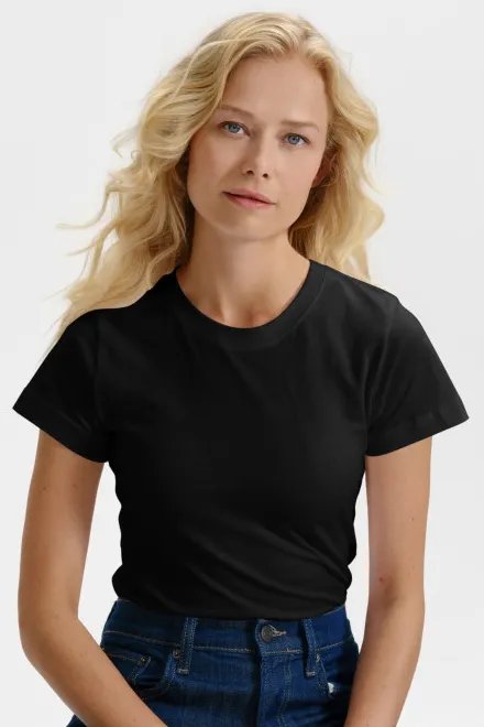 T-shirt simple femme, noir