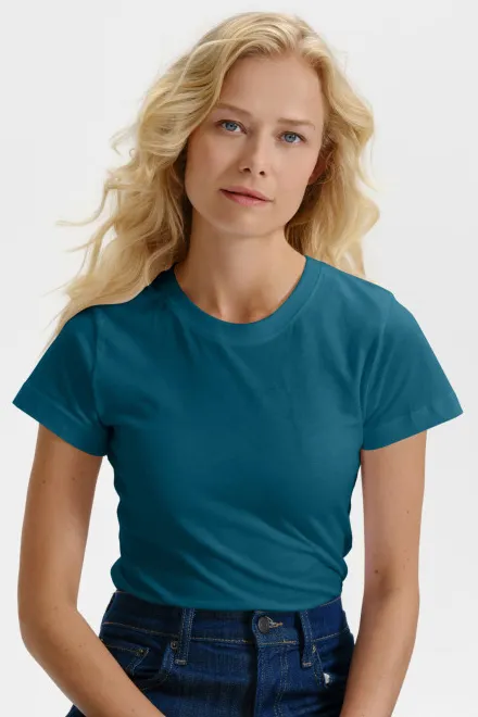 T-shirt simple femme, petrol blue