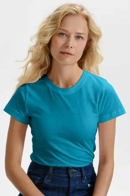 T-shirt simple femme, turquoise