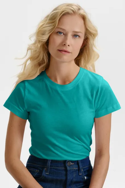 T-shirt simple femme, vert émeraude