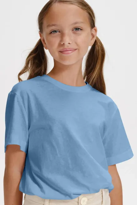 T-shirt simple pour enfants, bleu ciel